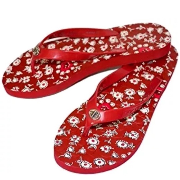 Coach Shoes - NWOB 💖 Coach Women's Abbigail Red Flip Flops